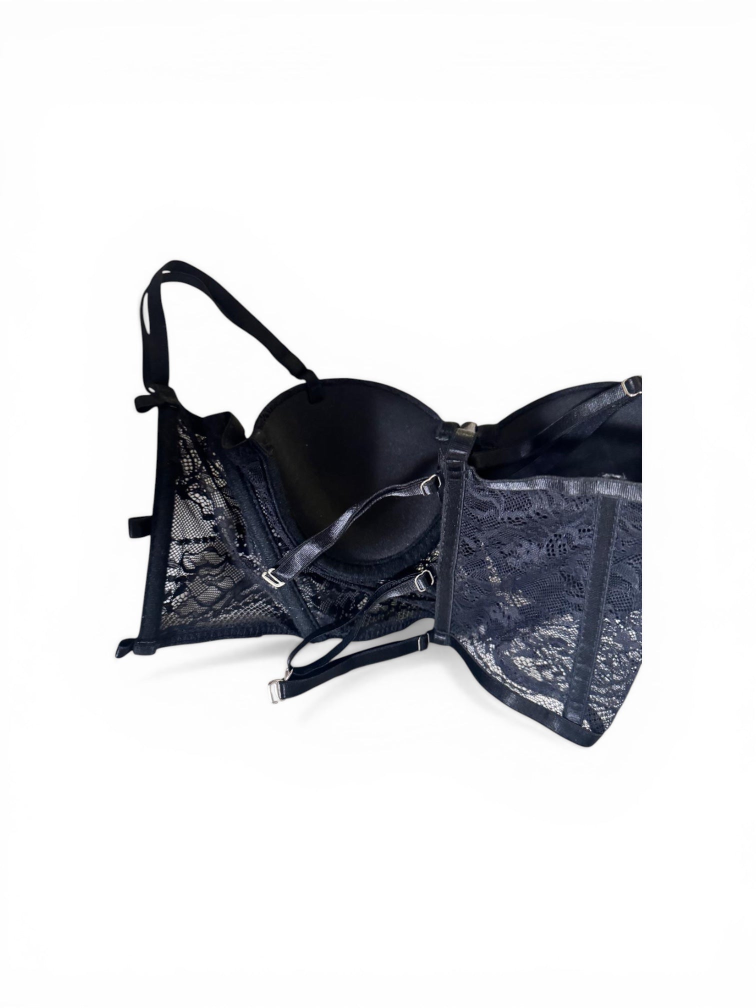 Bustier corsé negro de encaje