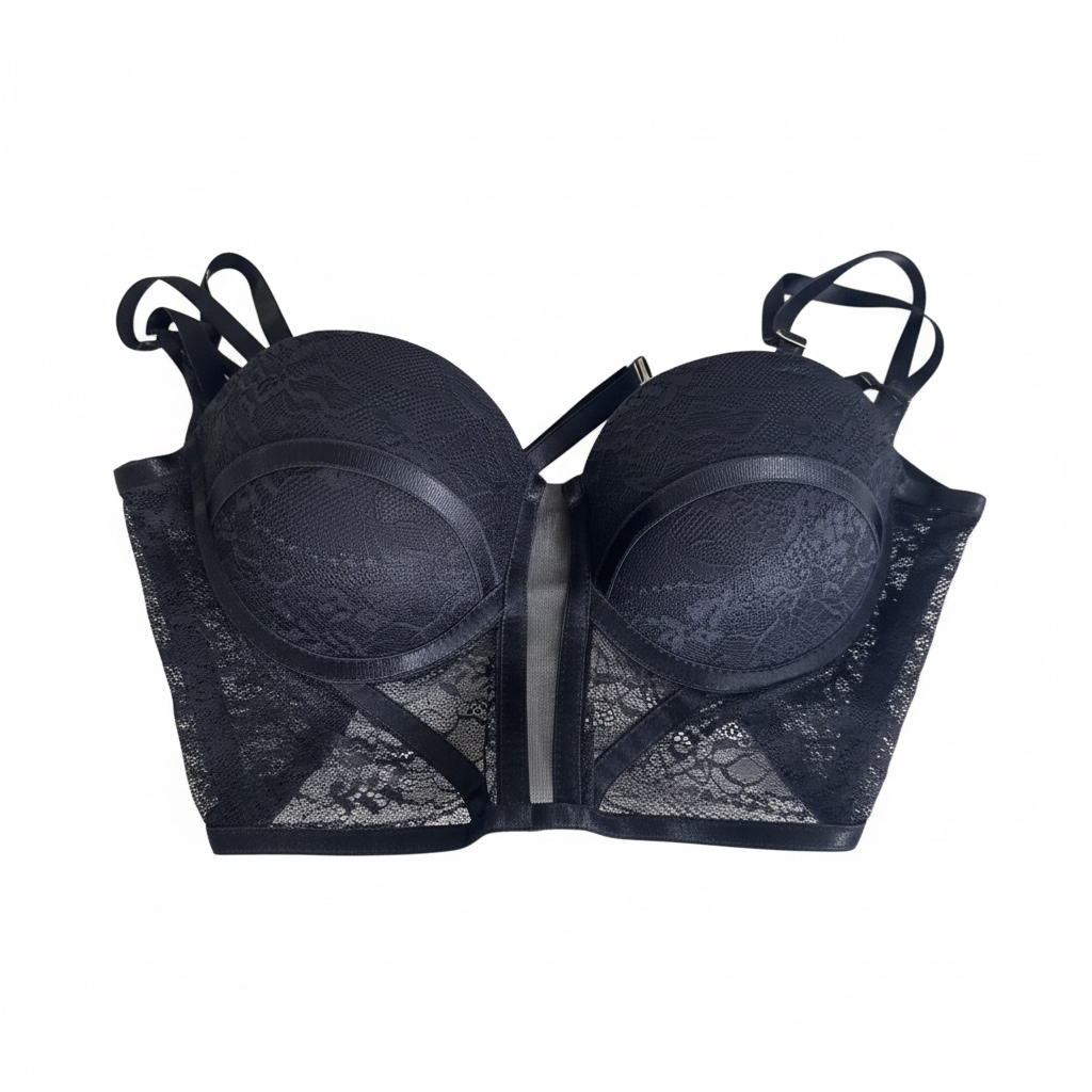 Bustier corsé negro de encaje