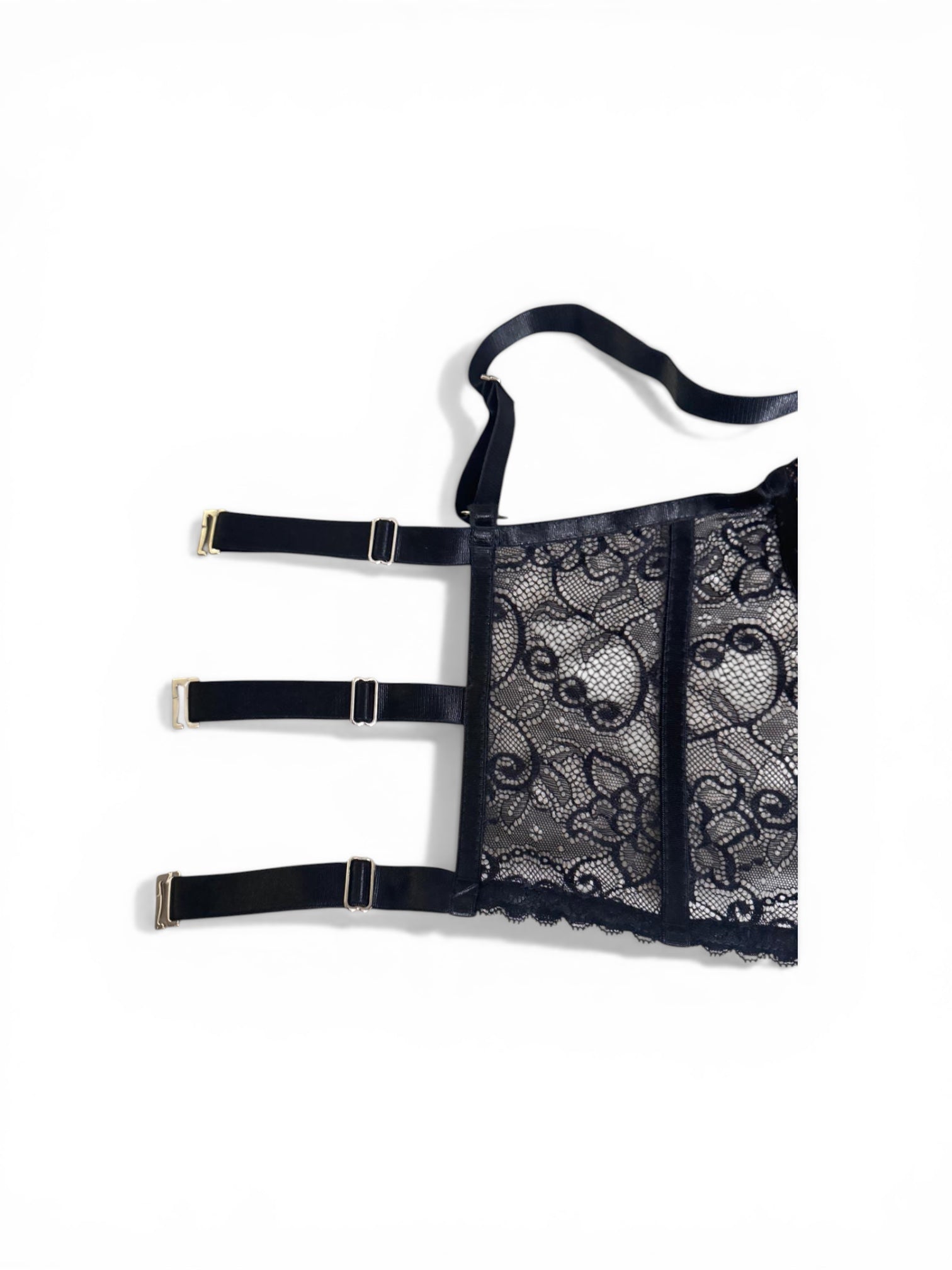 Bustier Corsé Negro de Encaje Floral – Lencería Sexy y Elegante