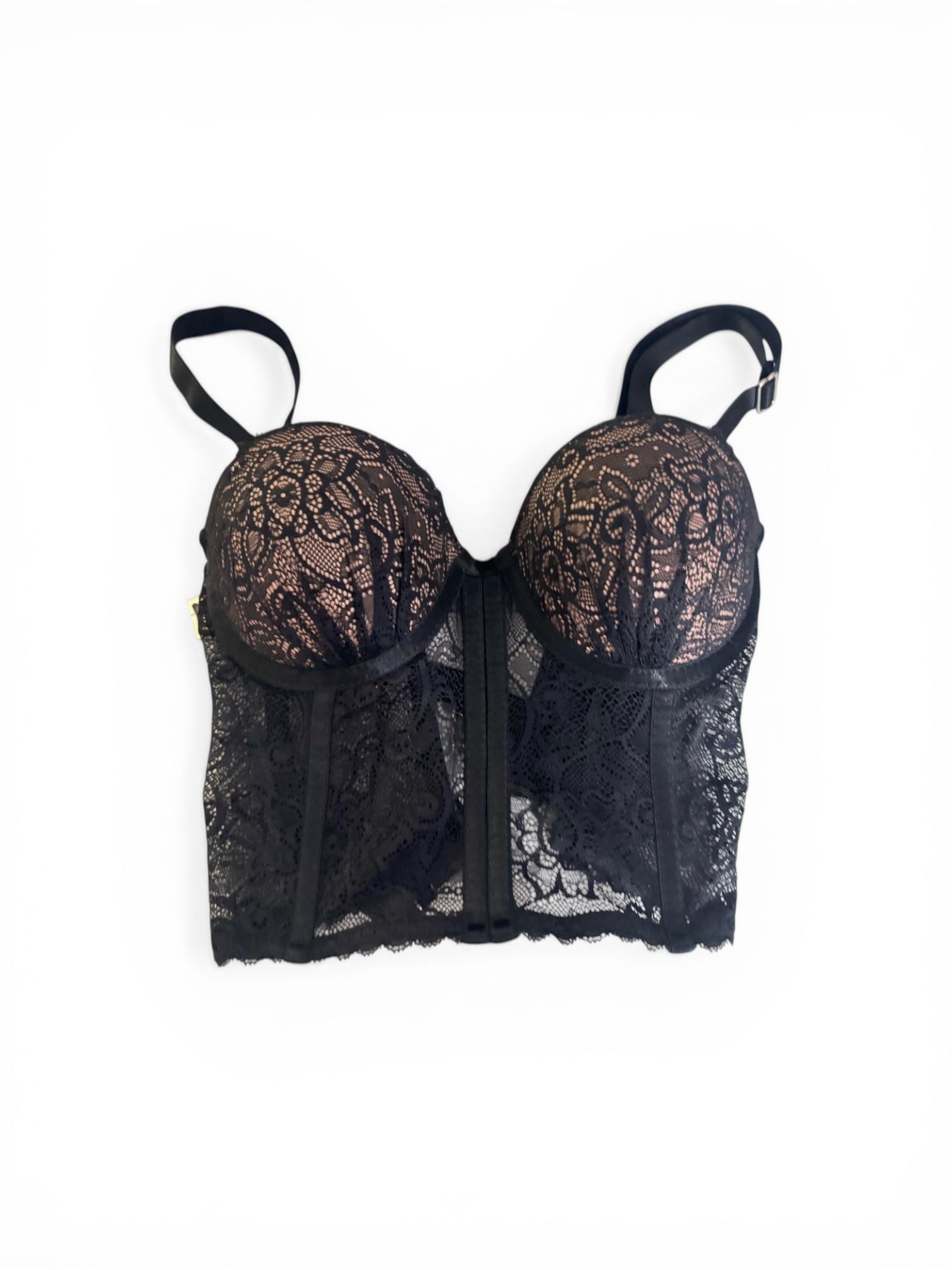 Bustier Corsé Negro de Encaje Floral – Lencería Sexy y Elegante