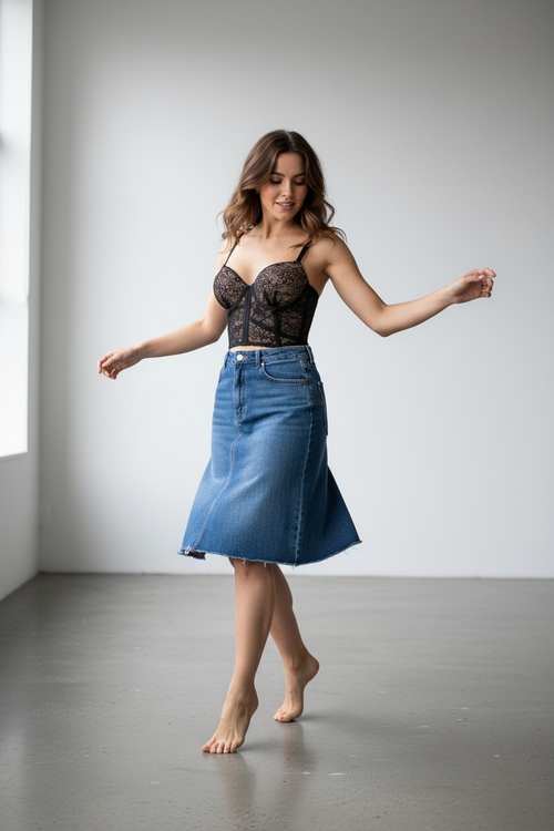 Bustier Corsé Negro de Encaje Floral – Lencería Sexy y Elegante