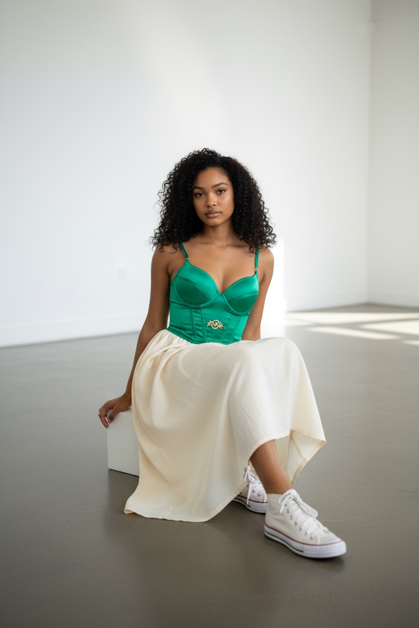 Bustier Corsé Verde Esmeralda con Hebilla MK – Lujo y Seducción en Estado Puro